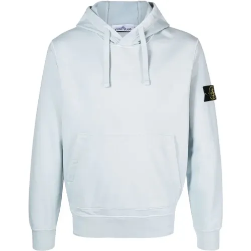 Compass Badge Cotton Hoodie in Sky , male, Sizes: 2XL, M, S - Stone Island - Modalova