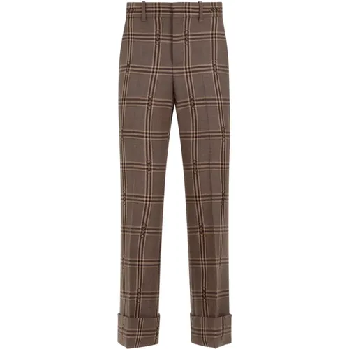 Check Wool Trousers , female, Sizes: S - Gucci - Modalova