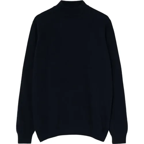 Dunkelblauer Woll-Mock-Neck-Pullover , Herren, Größe: M - La Paz - Modalova