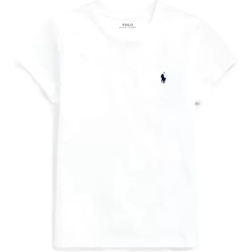 Weiße Baumwoll-T-Shirt mit Gesticktem Pony-Logo - Ralph Lauren - Modalova