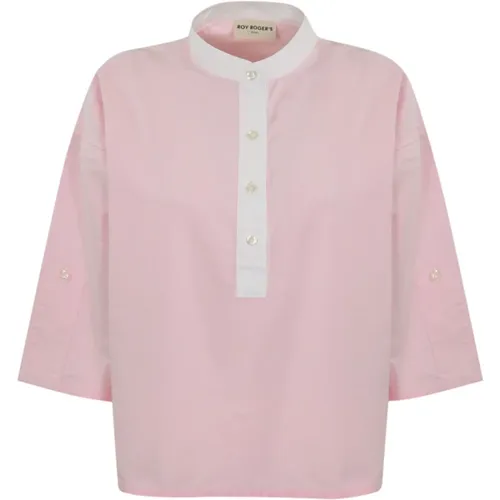 Cotton Shirt with 3/4 Sleeves , female, Sizes: L, S - Roy Roger's - Modalova