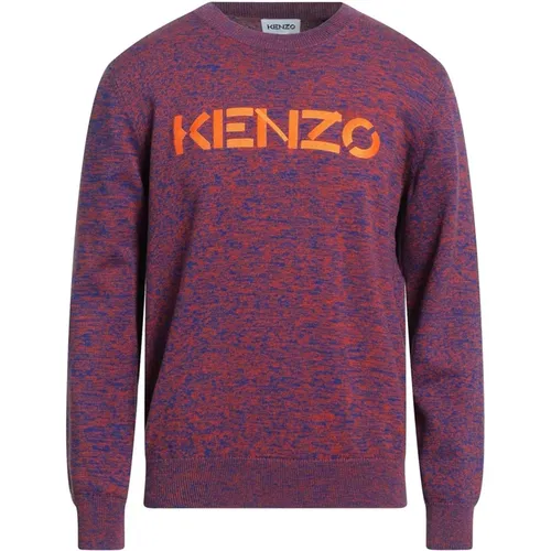 Blue Cotton Sweater with Logo Detail , male, Sizes: M - Kenzo - Modalova