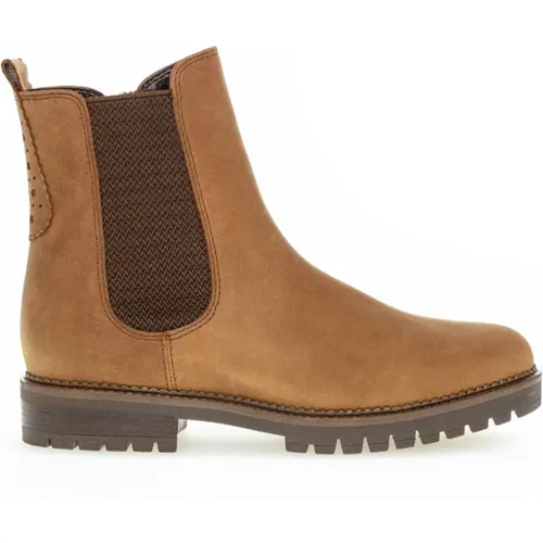 Cognac Leder Chelsea Boots , Damen, Größe: 39 EU - Gabor - Modalova