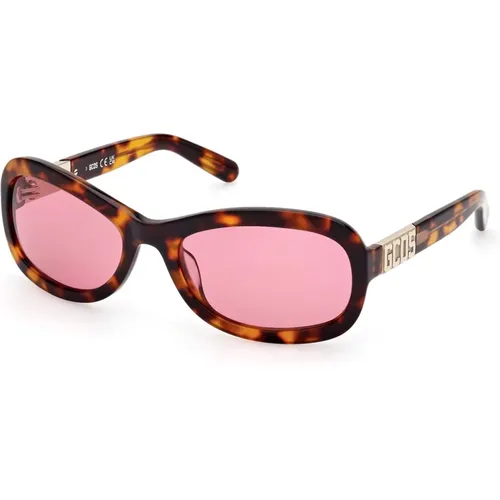 Oval Sunglasses for Women in Havana with Pink Lenses , female, Sizes: 58 MM - Gcds - Modalova