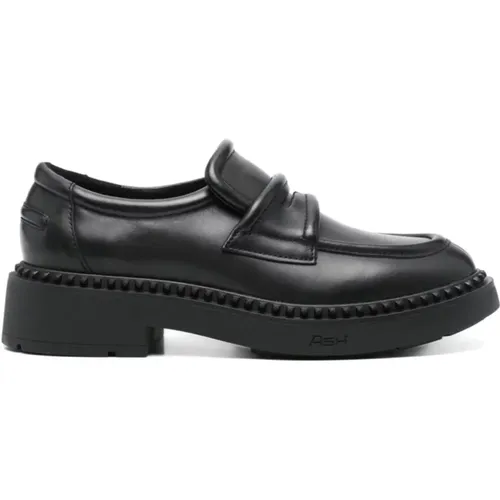 Schwarze Leder Slip-On Penny Loafers , Damen, Größe: 38 EU - Ash - Modalova