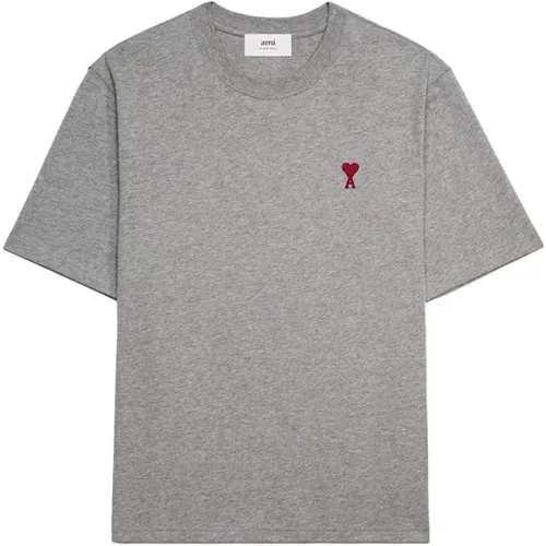 Bio-Baumwoll-Logo-besticktes T-Shirt , Herren, Größe: L - Ami Paris - Modalova