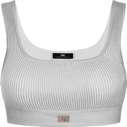 Silber Top , Damen, Größe: L - Elisabetta Franchi - Modalova