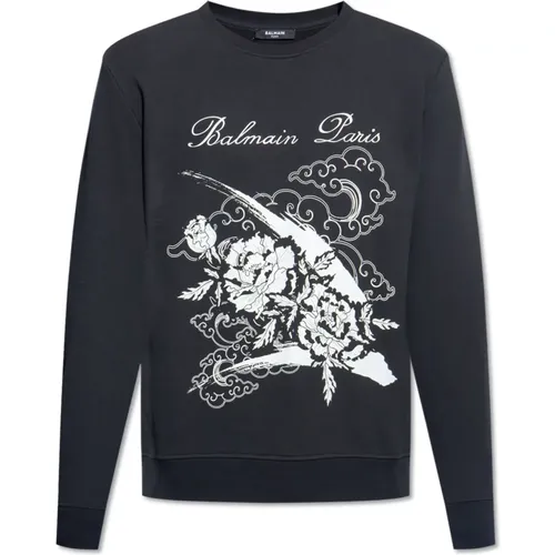 Bedruckter Sweatshirt , Herren, Größe: M - Balmain - Modalova