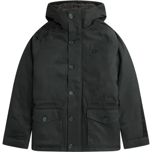 Short Parka with Waffle Cord Trim , male, Sizes: L - Fred Perry - Modalova
