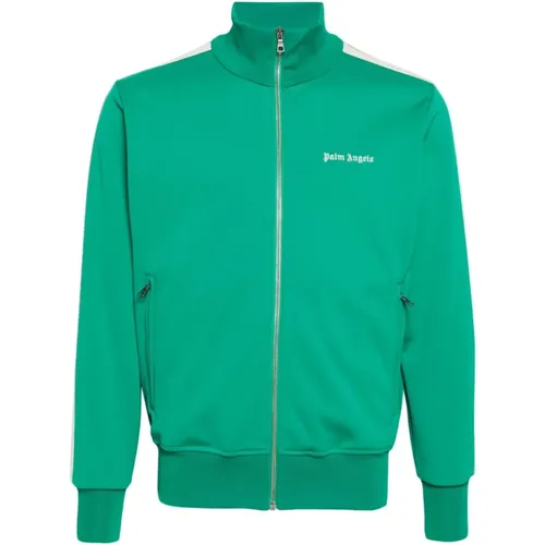 Grüner Pullover mit Besticktem Logo und Seitenstreifen - Palm Angels - Modalova