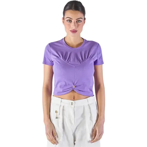Kurzarm T-Shirt,Stylisches Cropped Top - Elisabetta Franchi - Modalova
