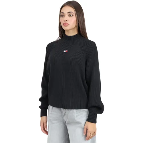 Schwarzer Pullover mit Puffärmeln - Tommy Jeans - Modalova