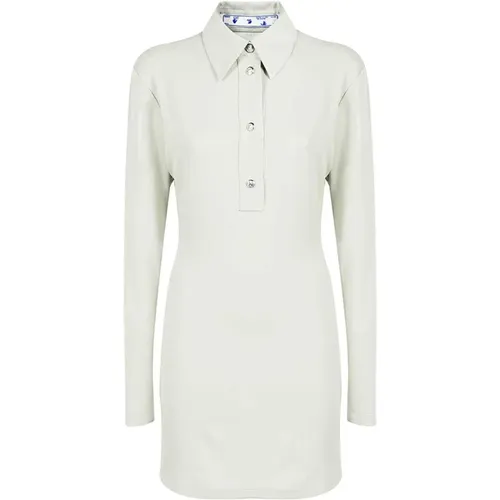 Mini Dress with Long Sleeves and Button Closure , female, Sizes: XS - Off White - Modalova