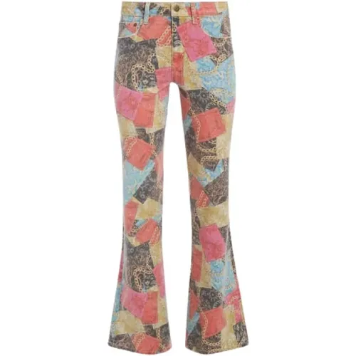 Damen Printed Flare Denim Hose , Damen, Größe: W26 - Guess - Modalova