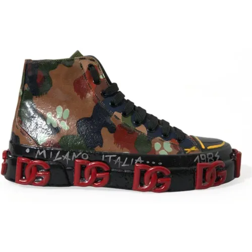 Camouflage High Top Sneakers mit Verzierungen - Dolce & Gabbana - Modalova