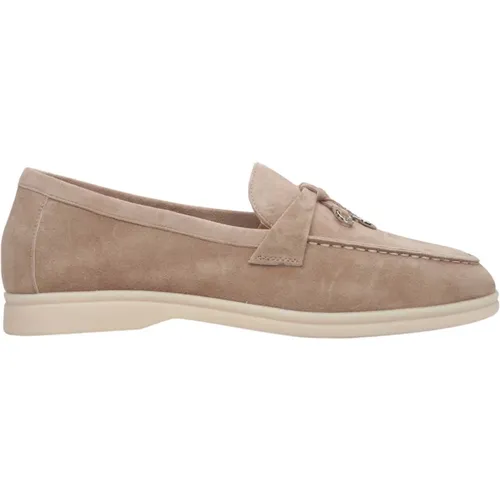 Damen Beige Quasten Loafers aus Velours Er00112681 , Damen, Größe: 40 EU - Estro - Modalova