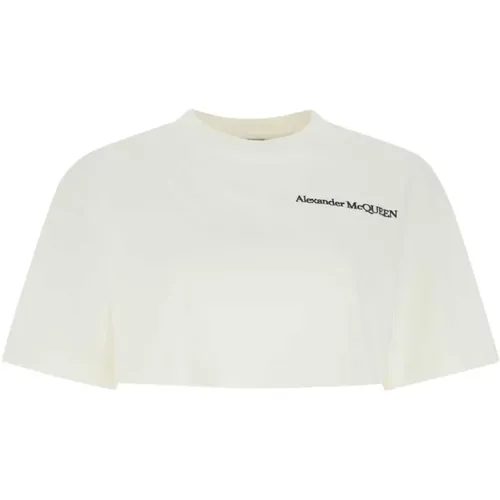 Klassisches Weißes Baumwoll-T-Shirt , Damen, Größe: S - alexander mcqueen - Modalova