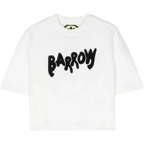 Kinder Baumwoll T-shirt mit Flocked Logo - BARROW - Modalova