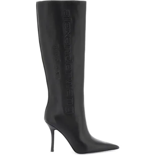 Delphine High Boots with Embossed Logo , female, Sizes: 3 UK, 6 UK - alexander wang - Modalova