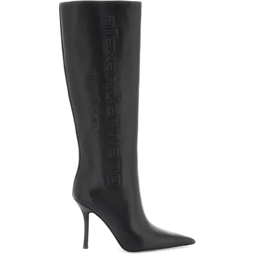 Delphine High Boots with Embossed Logo , female, Sizes: 4 UK, 7 UK, 3 UK, 6 UK, 5 UK - alexander wang - Modalova