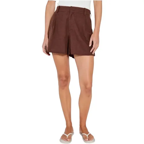 Leinen-Shorts mit Verstecktem Verschluss , Damen, Größe: S - Norr - Modalova