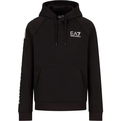 Schwarzer EA7 Pullover mit Kapuze und Fronttasche , Herren, Größe: XL - Emporio Armani EA7 - Modalova