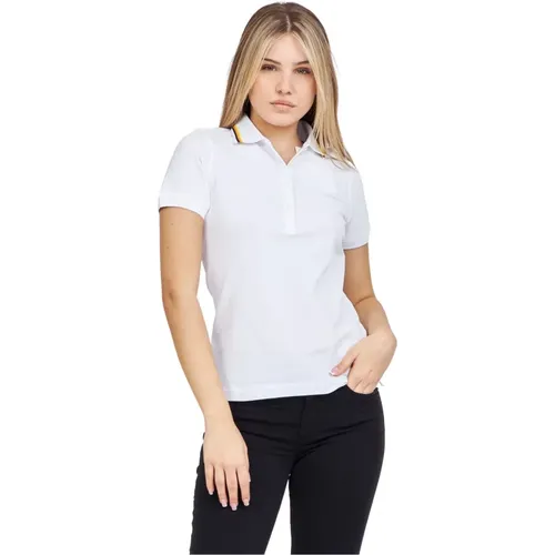 Weiße Stretch-Baumwoll-Polo-Shirt , Damen, Größe: L - K-way - Modalova