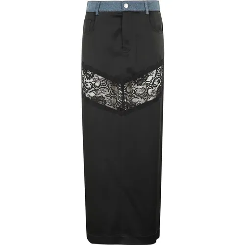 Satin Denim Skirt , female, Sizes: S - Blumarine - Modalova