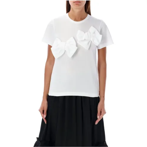 Double Bow Appliqué T-Shirt , female, Sizes: S - Comme des Garçons - Modalova