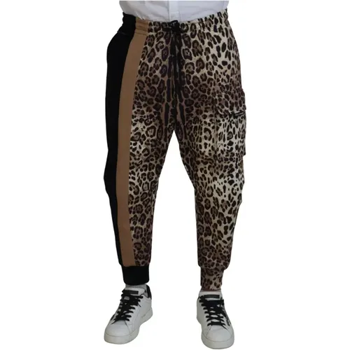 Leopard Print Cargo Jogger Pants , male, Sizes: S - Dolce & Gabbana - Modalova