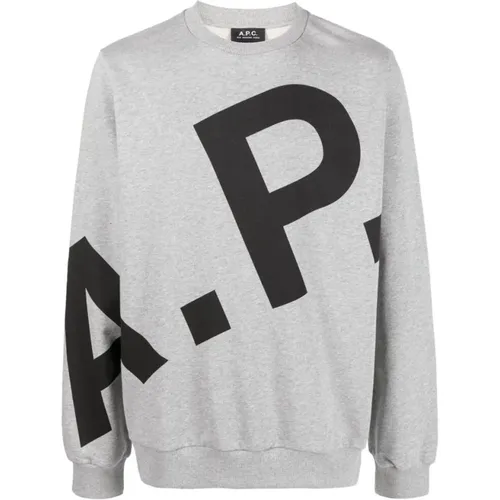 Logo-Print Sweatshirt, Grau, Rundhalsausschnitt , Herren, Größe: S - A.p.c. - Modalova