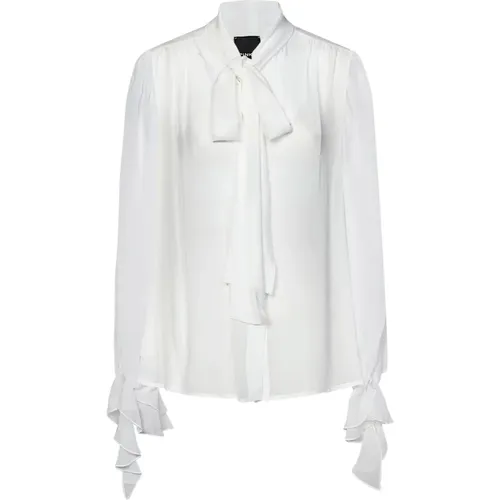 Weiße Georgette-Bluse mit Reverskragen - pinko - Modalova