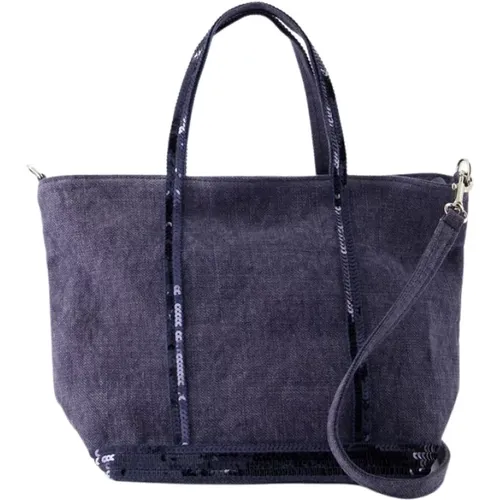 Blau Denim Shopper Tasche - Leinen Material , Damen, Größe: ONE Size - Vanessa Bruno - Modalova