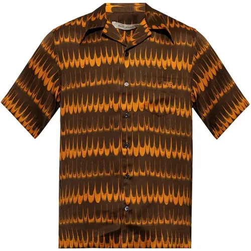 Braunes Rhythm Hemd mit Orangem Muster , Herren, Größe: M - Wales Bonner - Modalova