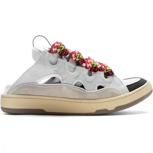 Leather Sneakers with Suede Detail , female, Sizes: 2 UK, 3 UK - Lanvin - Modalova