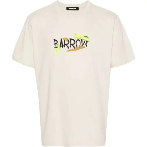 Cotton T-shirt with Logo Print , male, Sizes: L, S - Barrow - Modalova
