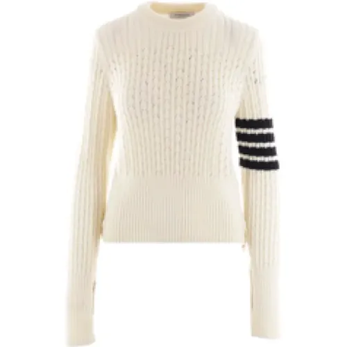 Sweater with Pointelle and 4bar Detail , female, Sizes: S, XS, 2XS - Thom Browne - Modalova