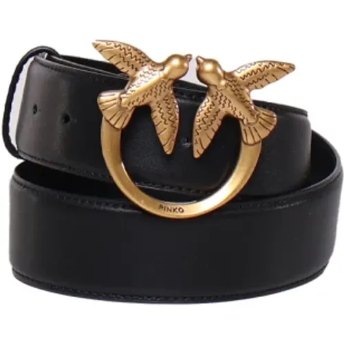 Love Birds Leather Belt Gold , female, Sizes: XS, M - pinko - Modalova