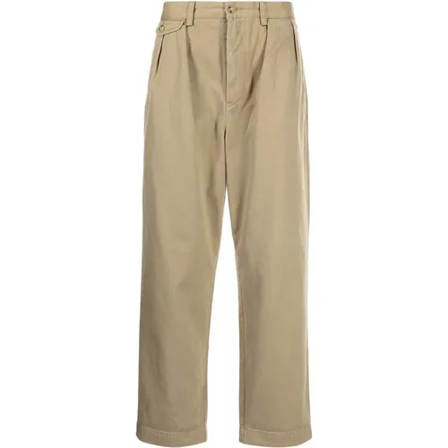 Cotton Pleat-Detail Trousers , male, Sizes: W31, W30, W32, W34 - Ralph Lauren - Modalova