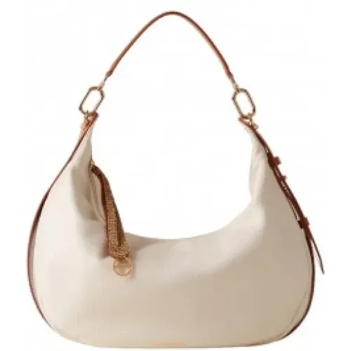 Hobo Chantilly Oyster Leather Bag , female, Sizes: ONE SIZE - Borbonese - Modalova