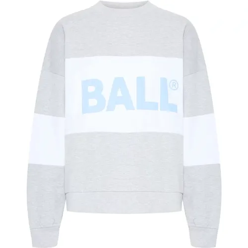 Sporty Crew Neck Sweatshirt Grey Melange , Damen, Größe: L - Ball - Modalova