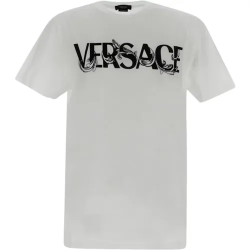 Logo Writing Print Tee Shirt , male, Sizes: M - Versace - Modalova