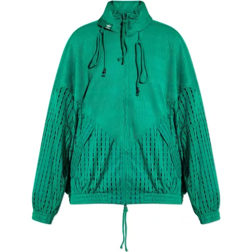 Grüne Plissierte Perforierte Jacke , Herren, Größe: L - adidas Originals - Modalova