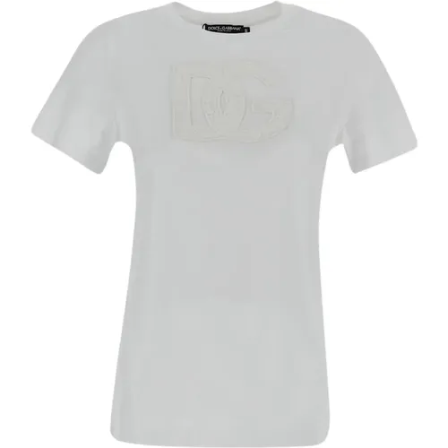 Baumwoll Logo T-Shirt , Damen, Größe: XS - Dolce & Gabbana - Modalova