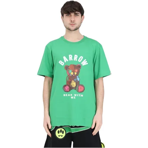 Grünes Logo Print T-Shirt , Herren, Größe: M - Barrow - Modalova