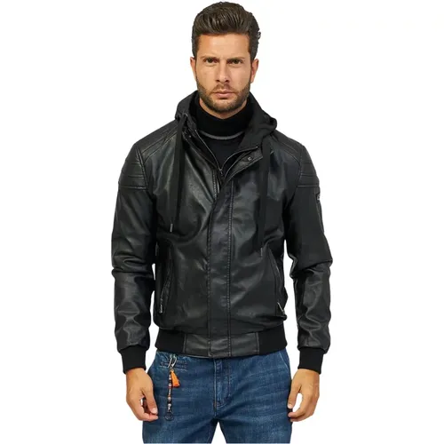 Herren Motorradjacke mit Kapuze , Herren, Größe: XL - YES ZEE - Modalova