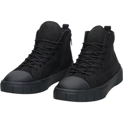 Herren Schwarze Wildleder High-Top Sneakers für den Winter mit Fellfutter Er00113958 , Herren, Größe: 41 EU - Estro - Modalova