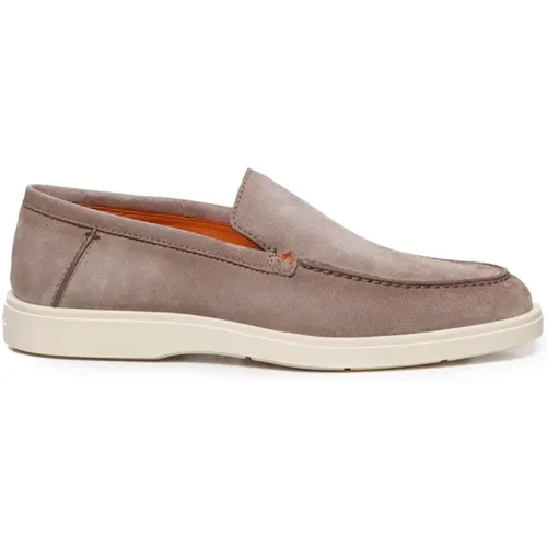 Taupe Wildleder Loafers Gummisohle,Brauner Wildleder Wüstenstiefel Made in Italy - Santoni - Modalova