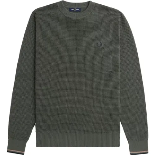 Grüner Pullover mit Wabenstruktur - Fred Perry - Modalova