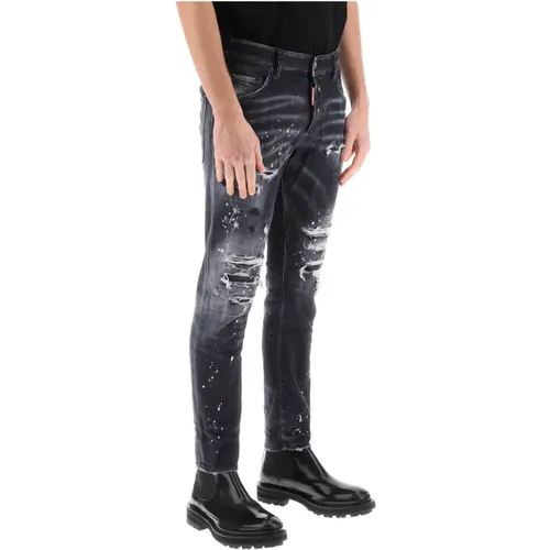 Skater jeans in black diamond&studs wash , male, Sizes: XL, L, M - Dsquared2 - Modalova